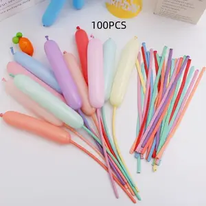 Set of 100 Long Strip Balloons DIY Macaron Bouquet Braided Ground Push Balloon Shield Small Prince Magic Balloon