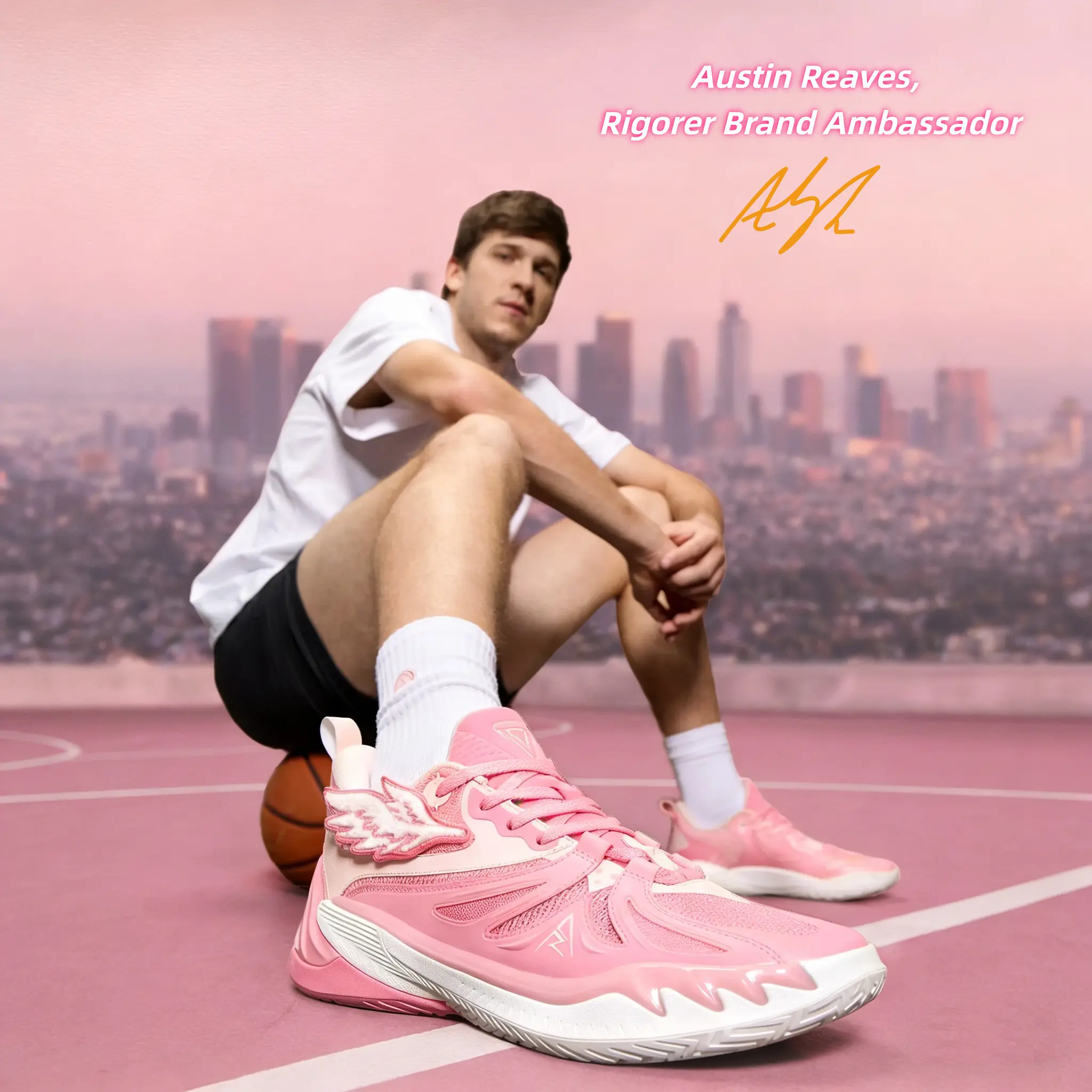 Rigorer AR3 Austin Reaves Signature Basketball Shoes Unisex Low-Top Sneakers Rebound Anti-Slip Professional Sneakers for Training Sports Daily Pickleball Badminton Sneakers Gym Sport Shoes Athletic Tennis Shoes ‘Valentine's Day’ [Z325360910-11] Athletic B