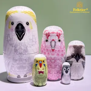 1 Set Russian Nesting Dolls, Eagle Matryoshka Dolls, Wooden Educational Toys for Kids, Crafts & Collectible Souvenirs, Ideal Gifts for Christmas Halloween Easter Thanksgiving Valentine's Day Ramadan New Year Birthday Party Wedding.
