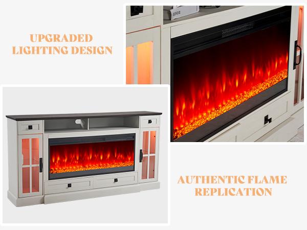 AMERLIFE 70“ Fireplace TV Stand for 80 Inch TV,Farmhouse TV Stand with 42" Fireplace & LED Lights,Entertainment Center with Storage/Christmas Gift AMERLIFE 70“ Fireplace TV Stand for 80 Inch TV,Farmhouse TV Stand with 42" Fireplace & LED Lights,Entertainment Center with Storage/Christmas Gift