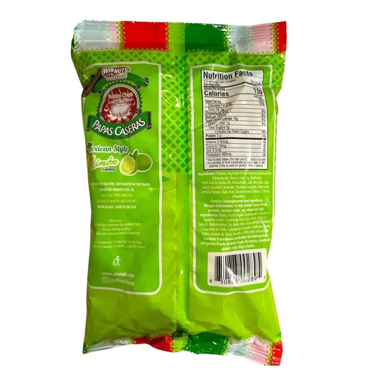Winnuts Papas Caseras Limon-Lime Flavored Kettle Potatp Chips