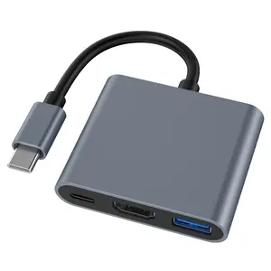 USB C to HDTV Multiport Adapter, 4K HDTV to Type C Adapter with 100W PD, USB A 3.0 Port, Type C Ports, 3 in 1 USB C Digital av Multiport Converter for Laptop, MacBook, iPad, iPhone 15/16, Tablets, Switch, etc