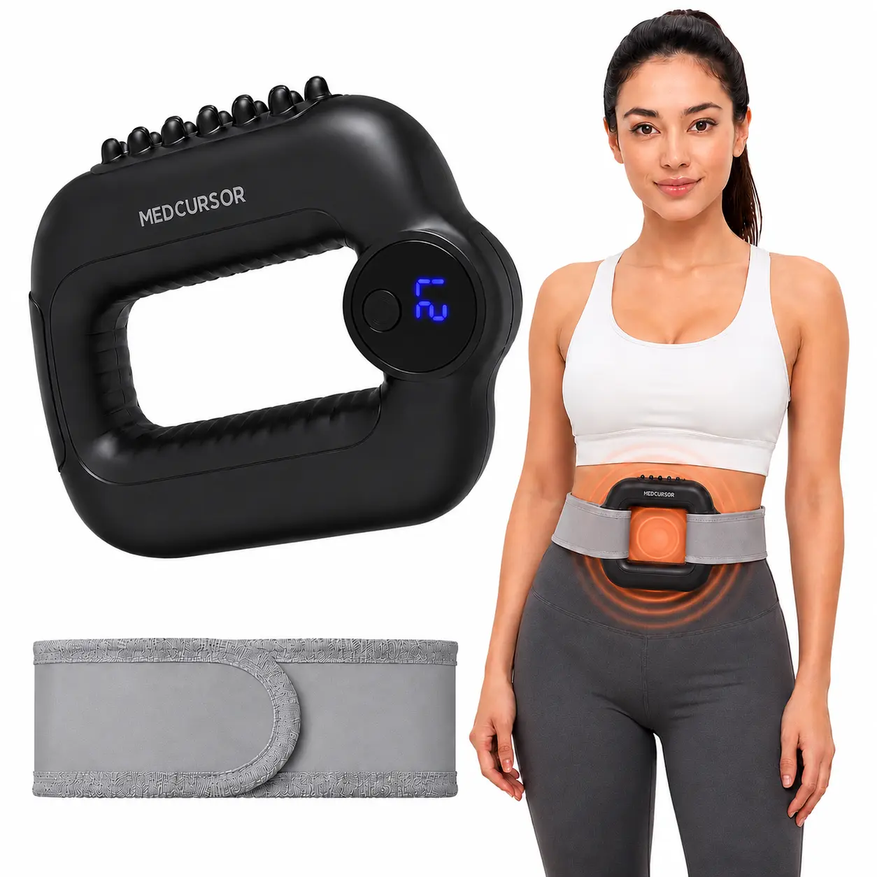 Medcursor 2026 New Cordless Vibrating Fascia Ring Massager - 1500mAh Rechargeable Button Control Adjustable Belt, Portable Full-Body Back Massager for Home/Gym Muscle Therapy, Lymphatic Drainage Products, 5 Intensities, 3 Modes, ABS Plastic, Lightwe