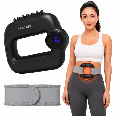 Medcursor 2026 New Cordless Vibrating Fascia Ring Massager - 1500mAh Rechargeable, Button Control, Adjustable Belt, Lightweight, Full Body Portable Cordless Massage Device for Home/Gym Self Treat, 5 Intensities, 3 Modes, ABS Plastic, Adjust Settings