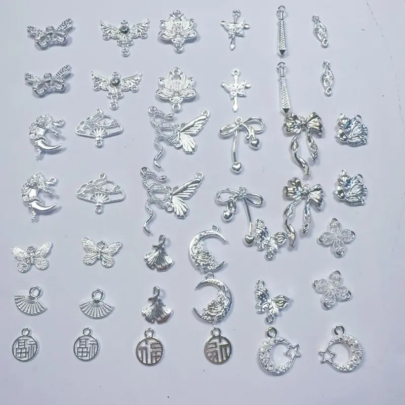 D002 Alloy Metal Charms & Pendants - Elegant Unique Shapes Spiritual Jewelry for Female Wear, Bracelet Necklace DIY Craft Gift, Multiple Packs, Various Forms