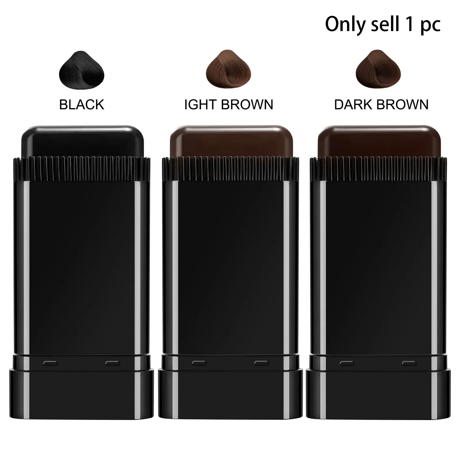 ELAIMEI HAIR DRESSING WAND, Black/dark brown, three-color hair dye applicator comb with easy-to-clean rotating design, portable pocket size, Grey Hair Coverage, suitable for men and women, Haircare, Hair Coloring