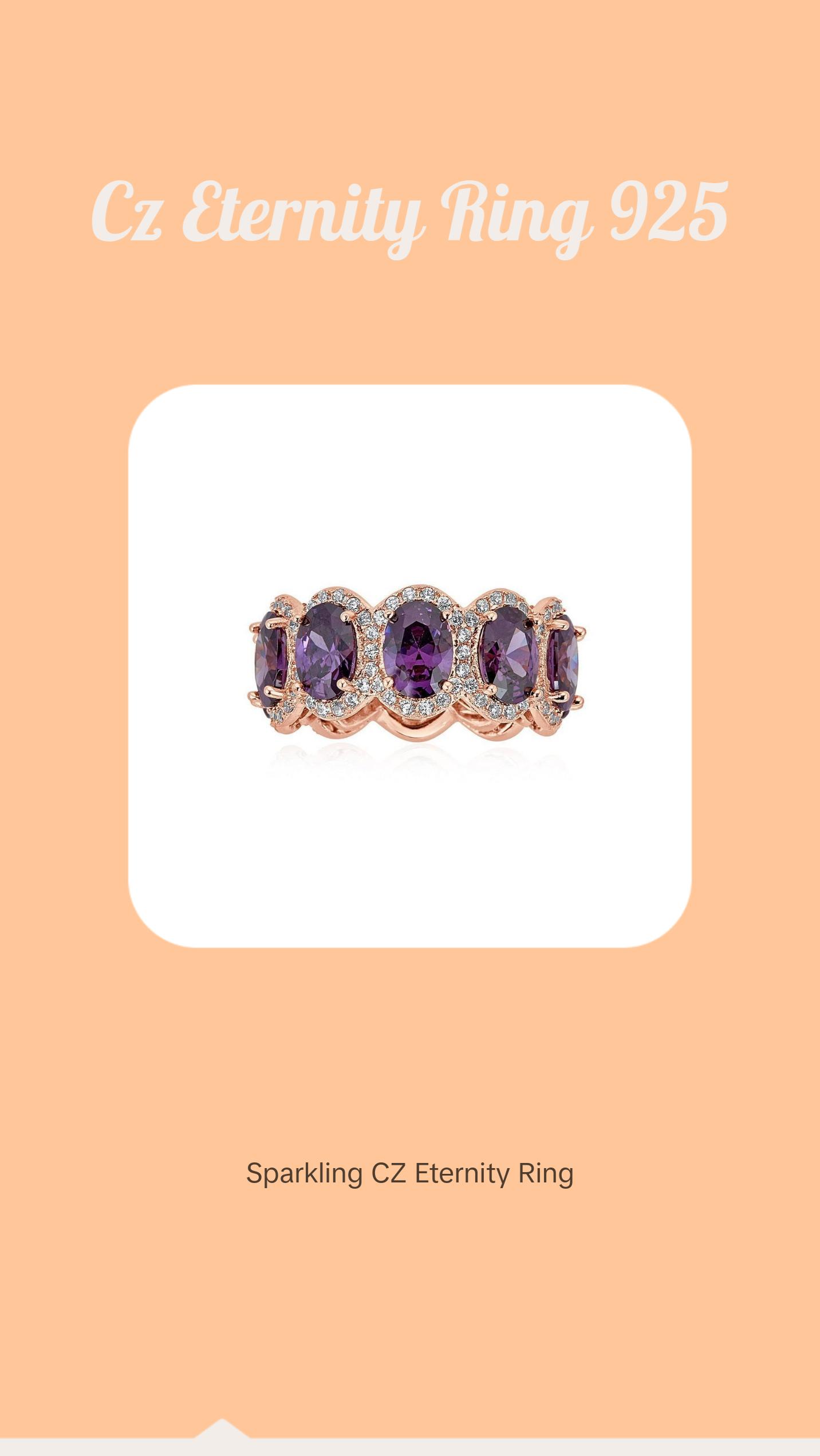 925 Silver Oval Shape CZ Eternity Ring