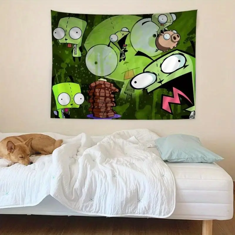 Invader Zim Bohemian Tapestry - Whimsical Room Decor, Colorful Boho Chic Gypsy Chic Wall Art for Dorm, Home Decor Gift, Colorful Tapestries