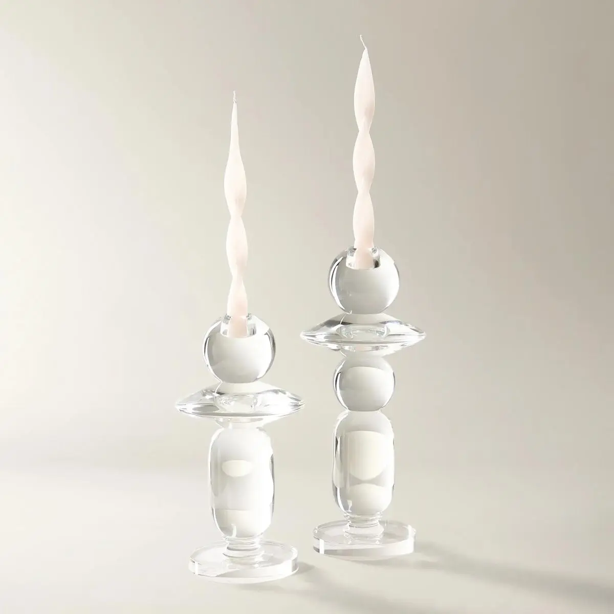 Z Gallerie Pela Taper Candle Holder - Large Modern Luminous Crystal Glass Tabletop Decor, Minimalist Home Interior Accessory, Available in 2 Sizes
