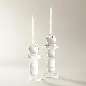 Z Gallerie Pela Taper Holder Candle Stand Interior Decoration Accessories Minimalist Luminous Glass