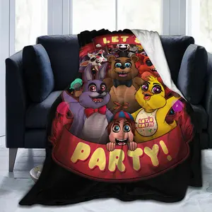 Five Nights At Freddy's Flannel Blanket Premium Soft Bed Blanket Warm Lightweight Throw for Bedroom, Dorm Room, Sofa, Couch & Gaming Sessions Featuring Iconic Horror Game Characters