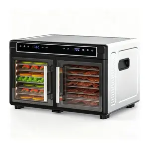 Dual-Zone Food Dehydrator with 16 Stainless Steel Trays, 1200W Power, Auto Keep-Warm & Independent Control, 95℉~176℉ Dehydrated Dryer for Jerky, Dog Treats, Herbs, Meat, Fruit, and Yogurt