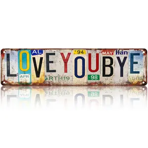 Vintage Love You Bye Wall Decor Street Signs Home Bar Coffee Metal Tin Signs 16 x 4 Inches Room Aluminum Plaque Rustic Retro Style Rectangle Design Lightweight bedroom decor gifts for boyfriend wall decor