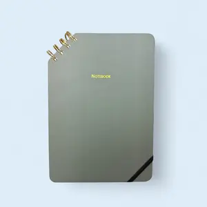 Corner Spiral Notebook - 148x210mm, Gold Foil "Notebook" Cover, 100 Pages, Left Corner Gold Coil Binding, Compact & Modern Design