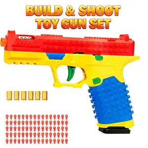 SIG17 Tactical DIY Buliding Block Toy Gun Handle Set-Multiplayer Strategy Collaboration Toy for Outdoor Team Activities-Glock Soft Buliet Gun-for Ages 15+