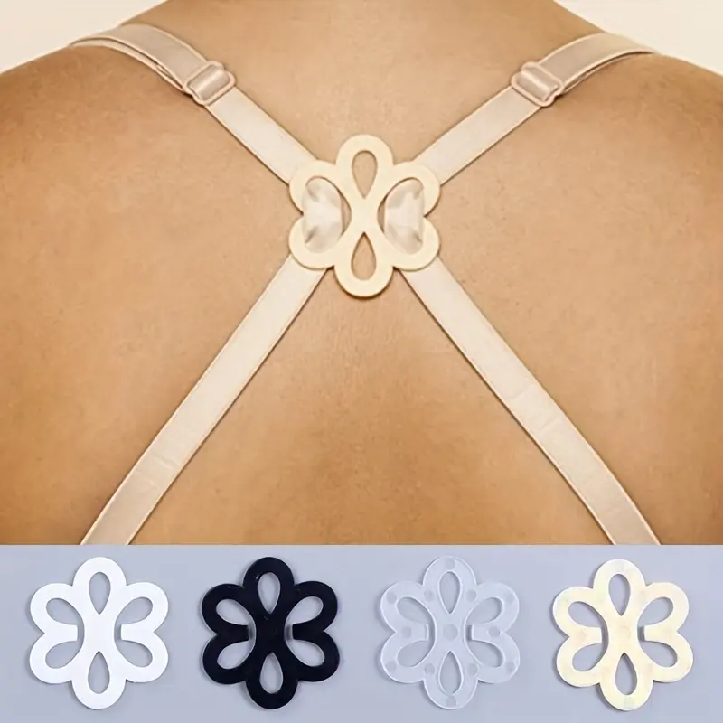 4pcs Flower Shaped Bra Strap Clips, Invisible Non-slip Bra Straps Buckle, Women's Lingerie & Underwear Accessories