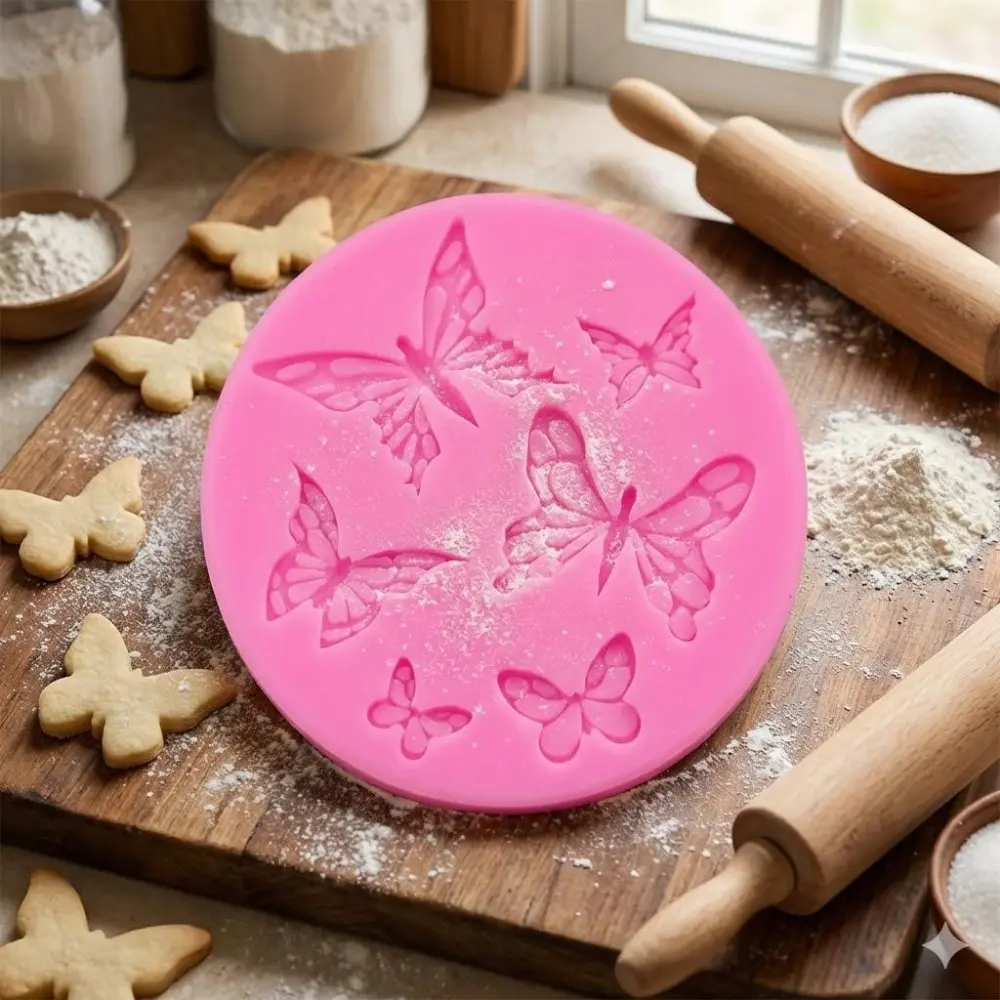 High-Temperature Silicone Fondant Butterfly Mold Non-Stick Chocolate Cake Decor Tool Baking Art Creation Kit for Fondant Making Cake Design Dessert Tools Sugar Craft Baking Enthusiast Essential Kitchen Baking Supplies, Bakeware