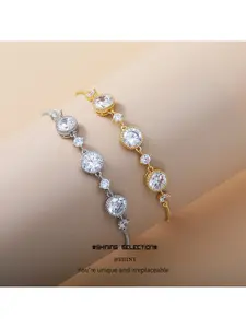 Light luxury style exquisite high-end champagne gold round zircon bracelet, new niche fashion women's hand accessory with pull-string design