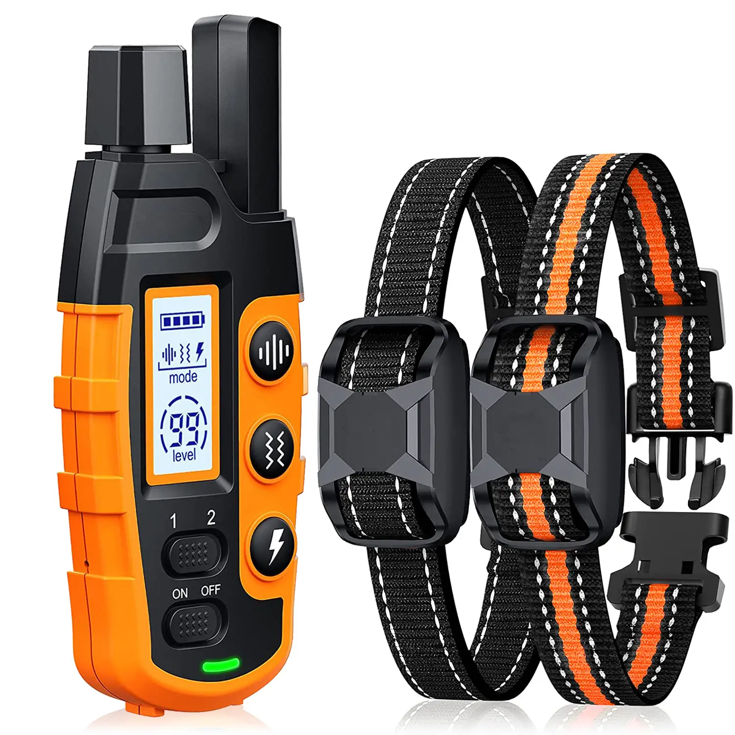 Dog Training Collar With Remote, Adjustable Nylon Strap, Electric Shock, Vibration & Sound Modes, Rechargeable, 3300ft Range, Waterproof, For Small To