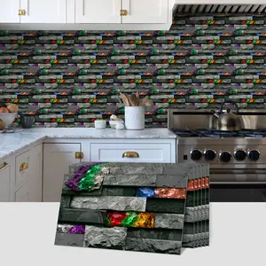 12/24/48 Pieces Stone Brick Vintage Wall Stickers, Self-Adhesive Waterproof Durable, Easy Removal No Residue, Ideal for Home Renovation