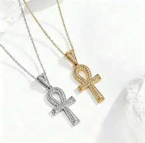 Dainty Ankh Cross Necklace, Sparkling Cubic Zirconia Life Symbol Pendant, Minimalist Egyptian Style Jewelry, Waterproof 14K Gold/Silver Plated, Perfect Gift for Mother's Day, Christmas, Easter & All Occasions,Graduation Gifts