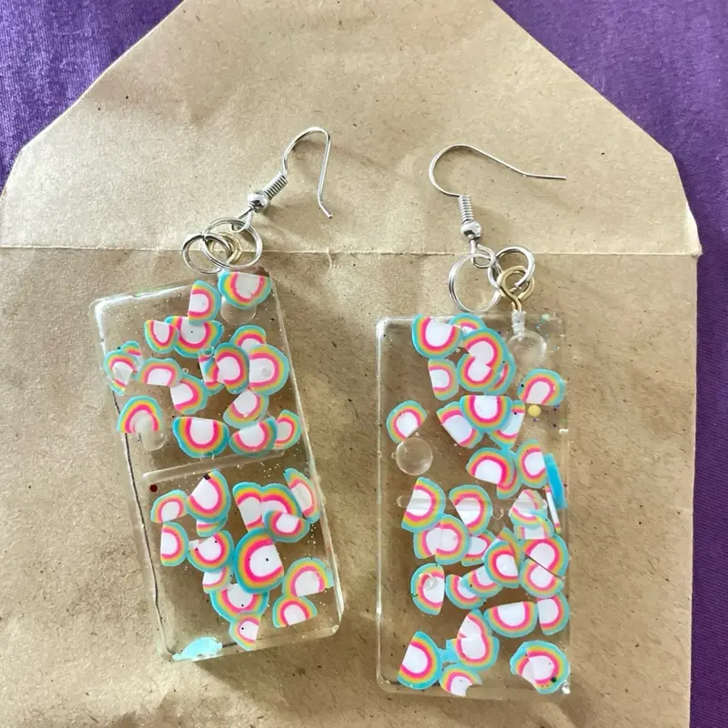 Female Handmade Resin Earrings - Teardrop Design, Hypoallergenic Fade-Resistant Artisan Costume Jewelry for Casual Daily Wear