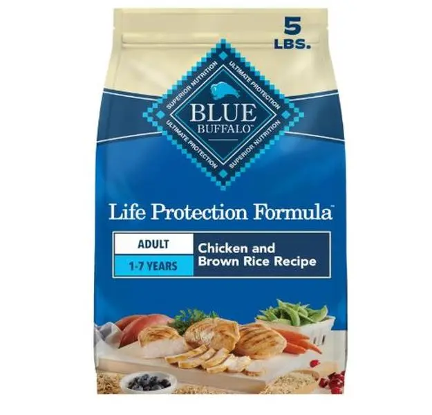 Blue Buffalo Life Protection Formula Adult Dry Dog Food, Chicken & Brown Rice, 5 lbs, Immunity Support via Antioxidant-Rich LifeSource Bits, Healthy Muscle Development, Skin & Coat Health