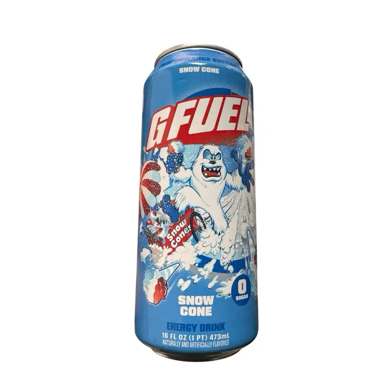 Gfuel Sports Energy Drink, Snow Cone Flavor - 1 Can (16oz), Convenient Size Can Packaging with Individual Cans for On-the-Go Use