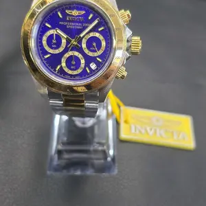 Invicta Speedway Men's Watch 39.5mm Steel Gold Professional Chronograph Blue Dial