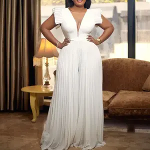 Women’s Summer Sexy Mesh Stitching Solid Color High Waist Wide Leg Jumpsuit