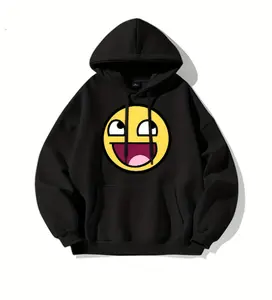 Funny Meme Face Hoodie, Classic Derp Expression Graphic, Retro Internet Humor Style, Unisex Menswear Womenswear Hoodie, Viral Streetwear Look