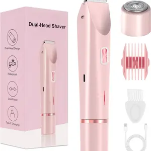 Ipx7 Waterproof Men Women 2-In-1 Electric Shaver, Rechargeable Wet&dry Use, Suitable for Legs Armpits Face Pubic Hair Removal, USB Charging Design