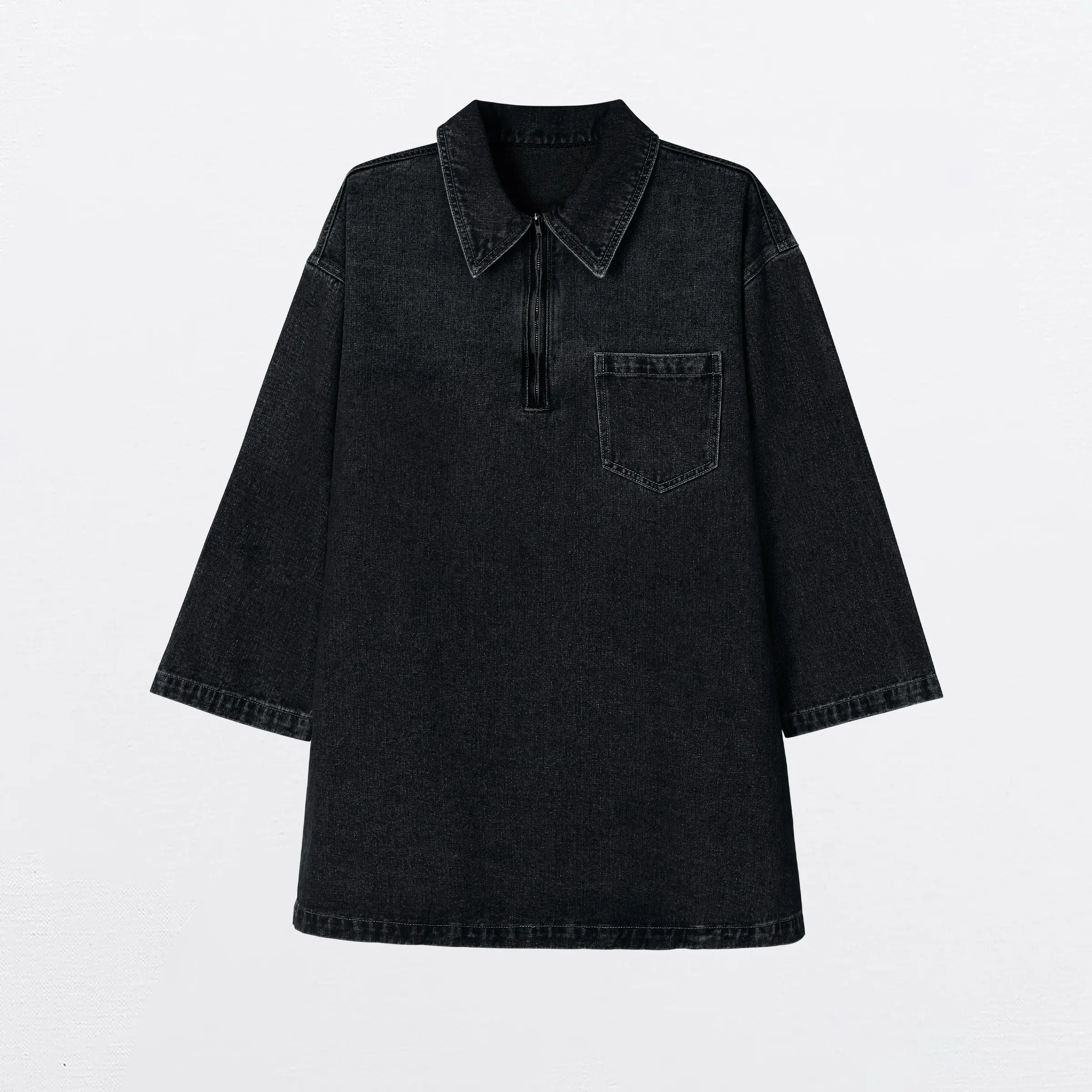 chinese dress ladies Magda Black Denim Dress