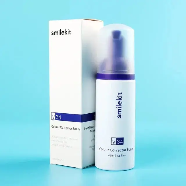 SmileKit V34 Color Corrector Foam - Peroxide-Free, Gentle Daily Teeth Whitening for Radiant Results, Oral