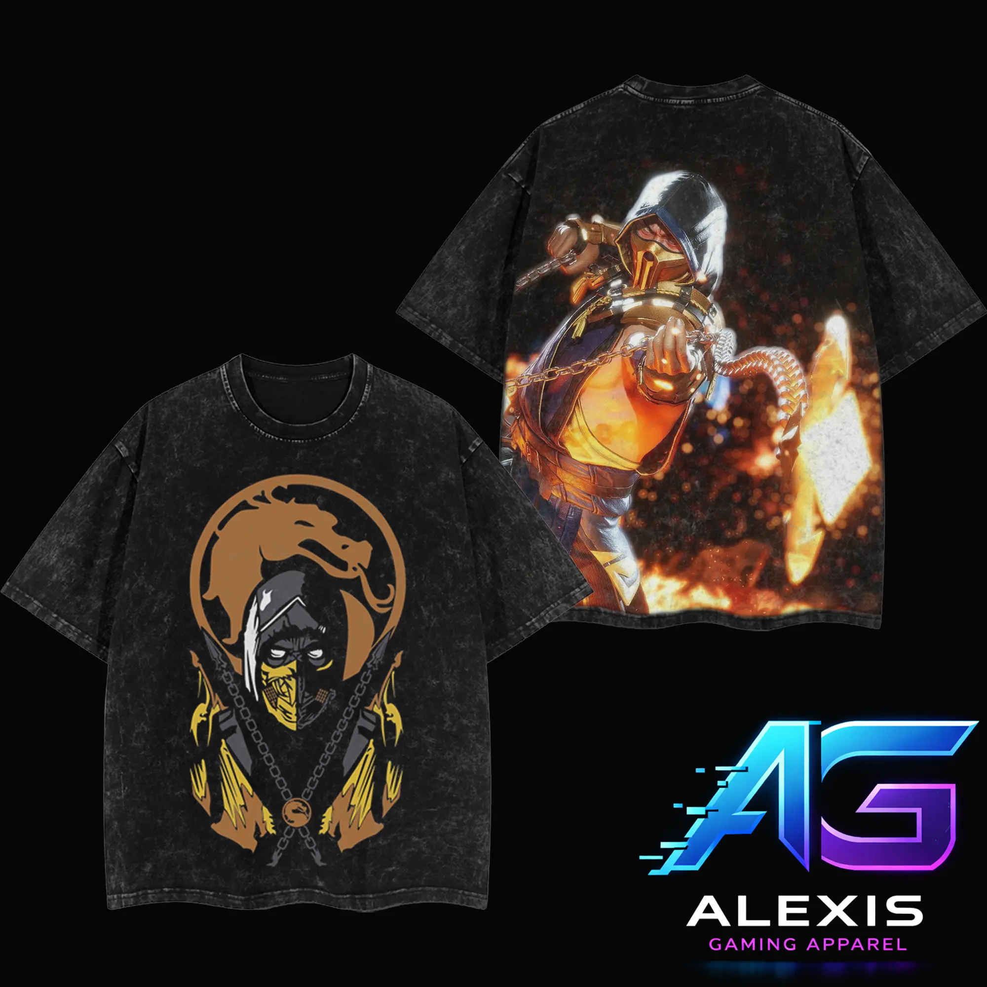 Retro Fighting Game Mortal Kombat Scorpion Graphic Shirt – Fire Ninja Chain Spear Vintage Washed Streetwear T-Shirt, Hoodie, Dark Gaming Shirt, Unisex Oversized Cotton Urban Fashion, Gift for Him, Gift for Fan, Mortal Kombat II 2026 Edition