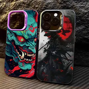 Japan Ghost Face Samurai Plating Matte Shockproof Phone Case for iPhone 17 16 15 14 13 12 11 Pro Max XS X XR Cover