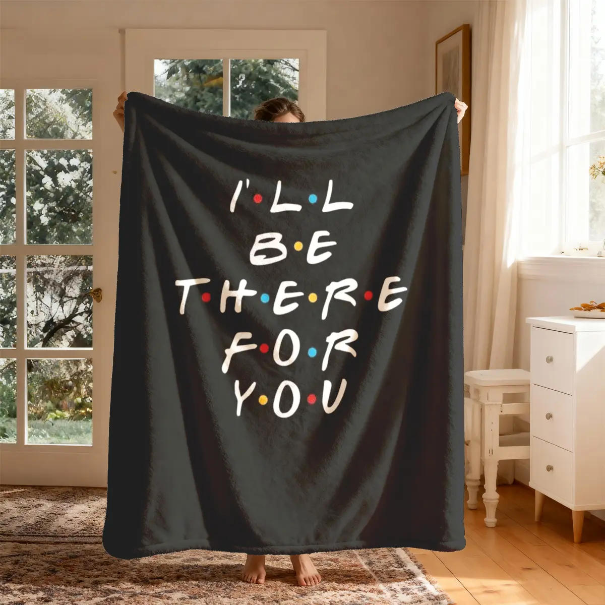 Friends Classic Quote, Large Soft Lightweight Warm, Slogan Print Blanket for Couch, Perfect for Bed Sofa Office Camping Travel, Christmas Winter Gift