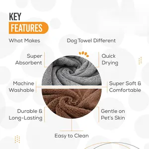 Dog Towels Microfiber Pet Grooming Towel 40 x 24 Inches i##and##s: Super Absorbent ^^ for Drying Dogs ^^ for Dogs Cats Other Pets ^^ Brown and Grey :i##and##s