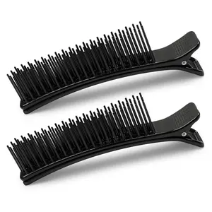 2-Pack Black Grip Hair Clips - 5.7" x 1.37" Sectioning Clips for Styling,  & Coloring - Professional Salon Tools for Men & Women