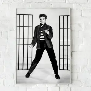 Elvis Presley Poster, Canvas or Paper Print, Jailhouse Rock, Wall Art, Music Legend, Rock'N'Roll King, Home Decor