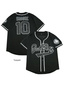 Men‘s Black & White #10 Retro Baseball Jersey, Pinstripe & Solid Styles, Stitched Streetwear Uniform for Hip-Hop Fans