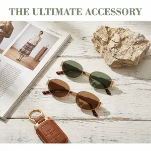 Buy 1 Get 1 FREE Pearl Necklace, 2 Pack Retro Oval Sunglasses for Men Women, UV400 Protection Full Frame Y2K Shades, Trendy Unisex Sun Glasses for Daily Driving, 2026 Fashion Aesthetic TikTok Viral
