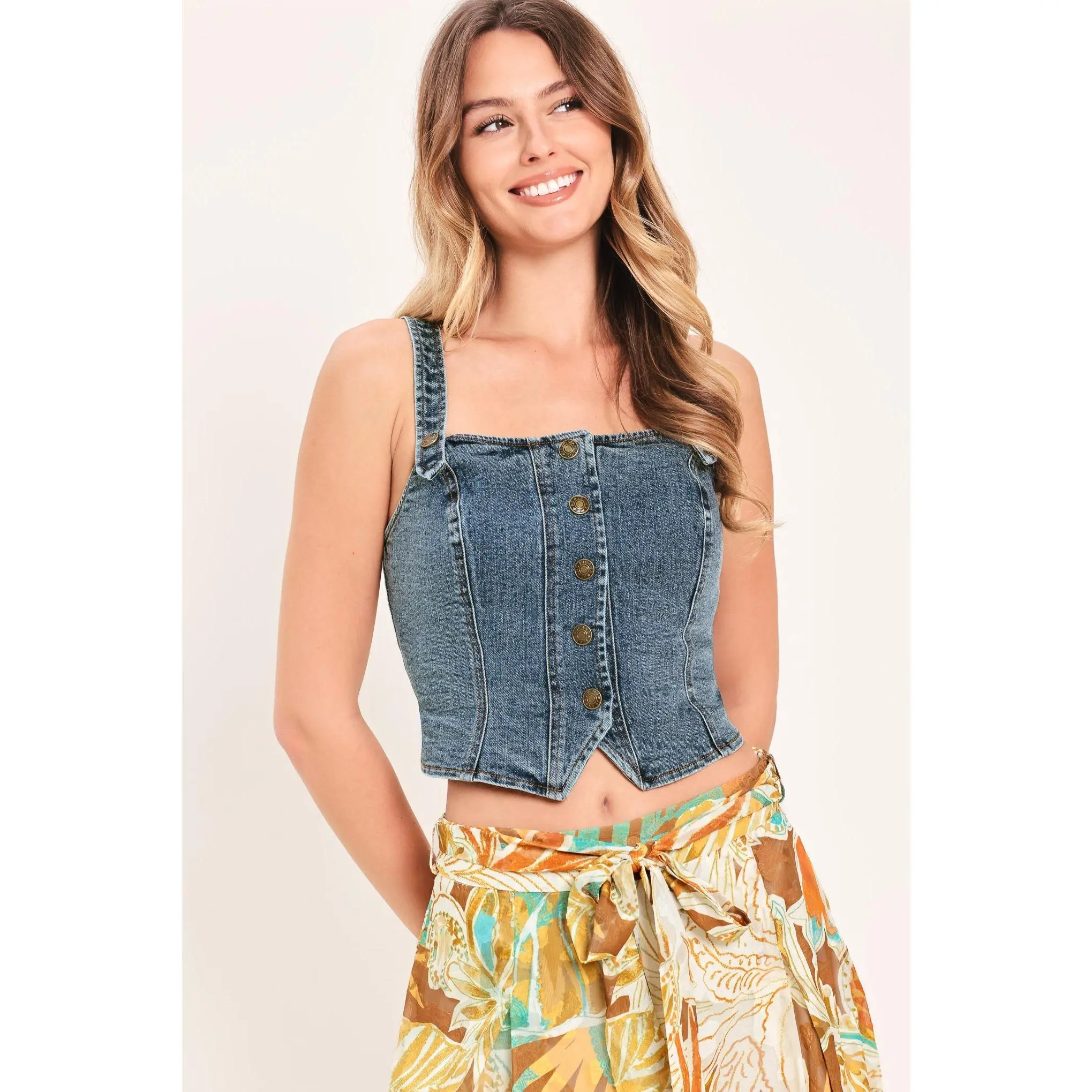 VINTAGE BLUE CORSET DENIM TOP