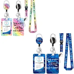 Lanyard & Badge Holder Set, 1 Count Removable Lanyard & 1 Count Badge Holder & 1 Count Easy Pull Buckle, Identification Badges & Supplies, Personalized Lanyard