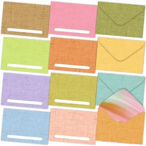 60 Pack Mini Envelopes for  and Business Cards - 12 Pastel Colors, Durable 4'' x 2.7'' Envelopes for Special Occasions, Notes, and DIY Customization