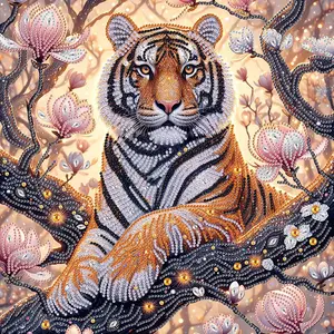 5D Diamond Painting Kit Tiger DIY Special Shape Crystal Rhinestone Partial Drill Diamond Art Embroidery Bead Mosaic Crafts Handmade Wall Decor Painting Gift for Adult and Beginner