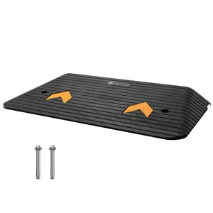 VEVOR Upgraded Rubber Threshold Ramp, Summervibes, 3" Rise Door Ramp with 1 Channel, Natural Rubber Car Ramp with Non-Slip Textured Surface, 33069 lbs Load Capacity Curb Ramp for Wheelchair and Scooter