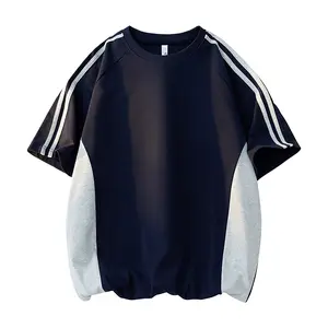 Men's American-Style Pure Cotton Round Neck Short-Sleeve T-Shirt, Loose Casual Color-Block Streetwear Top, Premium Soft Comfortable Clothes, Versatile Easy-to-Match Menswear #SummerWins #Father’sDayGift