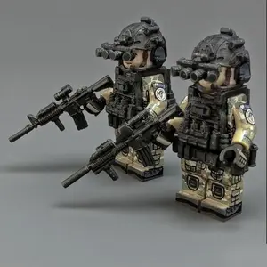 Military Building Set Special Forces US Navy SEALs Delta Force Male Assembly Model with Detailed Uniforms & Weapons for Collectors 1.6in Tall Figures