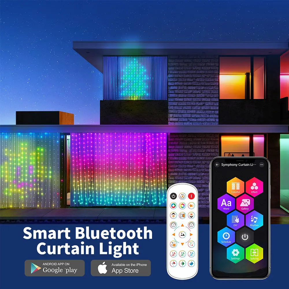 Upgraded DIY LED Curtain Fairy Lights - Anti-Tangling Durable PVC Wire, USB Plug-In, Remote & App Control, Multiple RGB Lighting Modes, LED RGB Light with Rich Colors, Indoor Use for Bedroom Window Ambient & Christmas Home Decor, Led Lights Strips, Illumi